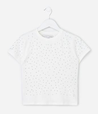 Camiseta Infantil Baby Tee com Hot Fix - Tam 7 a 16 Anos