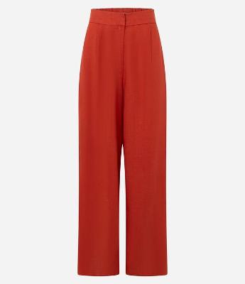 Calça Pantalona em Viscolinho com Cós Estruturado