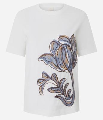 Blusa em Algodão com Estampa de Flor Bordada