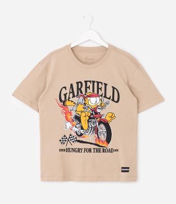 Camiseta Relaxed Garfield On The Road - Tam 5 a 14 Anos