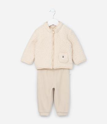 Conjunto Infantil Casaco Sherpa e Calça Polar – Tam 0 a 18 Meses
