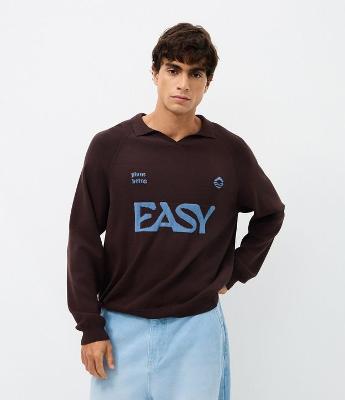 Suéter Boxy em Jacquard com Lettering