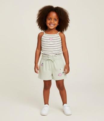 Short Infantil com Estampa de Flores e Cerejas – Tam 1 a 6 Anos