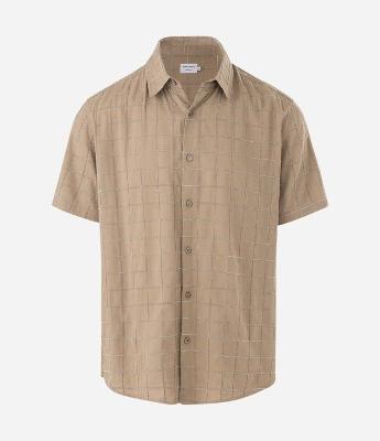 Camisa Manga Curta Texturizada Quadradinhos