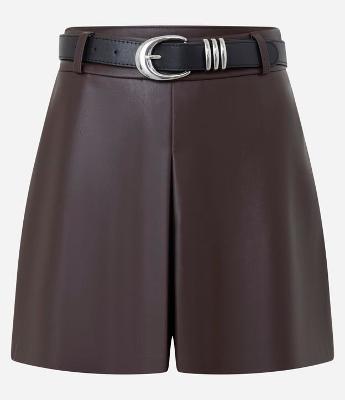 Short Curto em PU com Cinto Ajustável