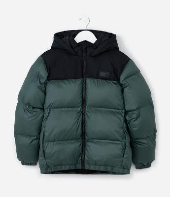 Jaqueta Infantil Puffer com Recorte Contrastante – Tam 5 a 14 Anos