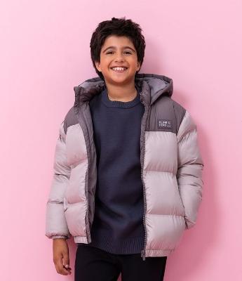 Jaqueta Infantil Puffer com Recorte Contrastante – Tam 5 a 14 Anos