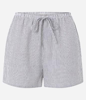 Short de Pijama Regular em Tricoline com Listras Fio Tinto