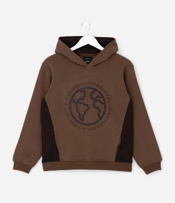 Casaco Infantil Moletom com Capuz e Embossed - Tam 5 a 14 Anos
