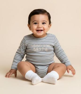 Body Infantil Listrado Mommy is My Bestie - Tam 0 a 18 Meses