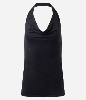 Blusa Frente Única em Suede com Decote Degagê