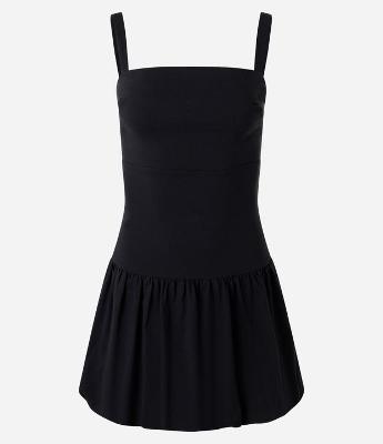 Vestido Curto Balonê em Bengaline com Decote Reto