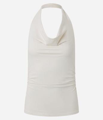 Blusa Frente Única em Suede com Decote Degagê