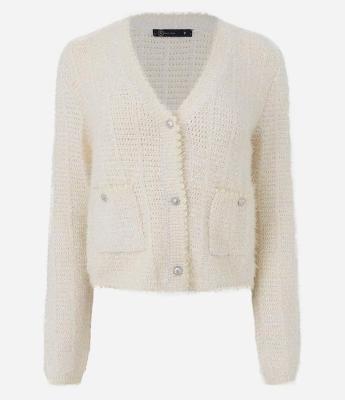 Cardigan Regular em Tricô com Botões Metalizados