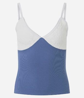 Blusa Sem Manga Texturizada com Busto em Renda