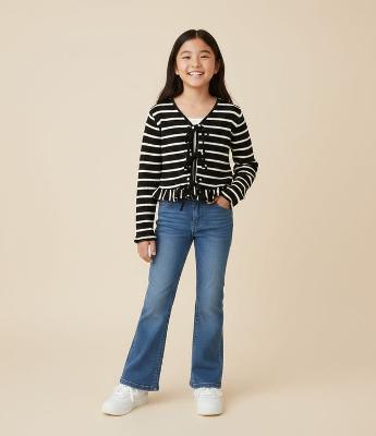 Calça Infantil Jeans Flare com Cinto - Tam 5 a 16 Anos