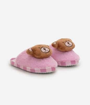 Pantufa Chinelo em Fleece com Urso - Tam 29 ao 36