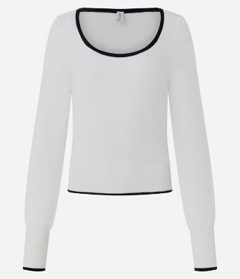 Blusa em Tricô Leve com Decote Quadrado e Contraste