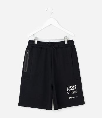 Bermuda Infantil com Lettering e Zíper no Bolso– Tam 5 a 14 Anos