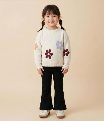 Suéter Infantil em Chenille com Bordado Floral Bold – Tam 1 a 6 Anos