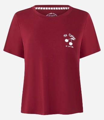 Blusa de Pijama em Viscolycra Estampa Cereja