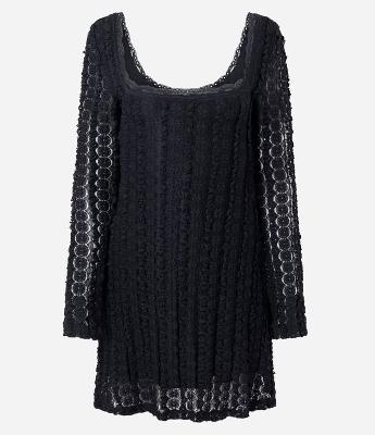 Vestido Manga Longa em Renda Texturizada