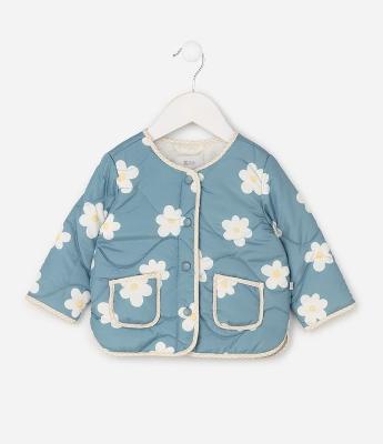 Jaqueta Matelassê Floral Bold em Microfibra - Tam 0 a 18 Meses