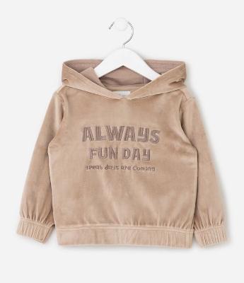 Conjunto Infantil em Fleece com Capuz e Lettering - Tam 1 a 4 Anos