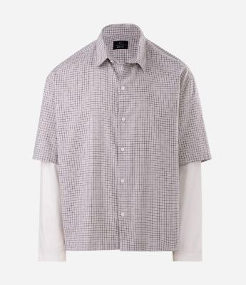 Camisa Xadrez Manga Longa com Sobreposição