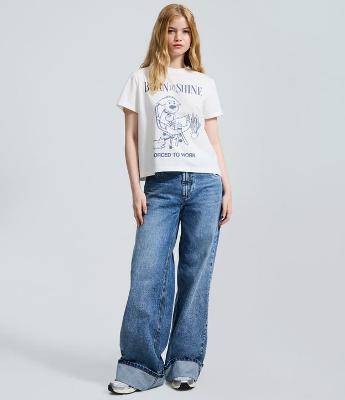 Camiseta em Algodão com Estampa Cachorro Born to Shine