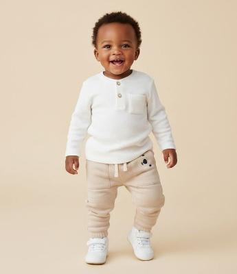 Camiseta Infantil Texturizada com Botões e Bolsinho - Tam 0 a 18 Meses