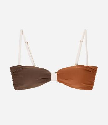 Biquíni Top Bandeau com Estampa Bicolor