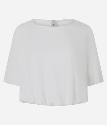 Blusa Cropped Balonê em Algodão