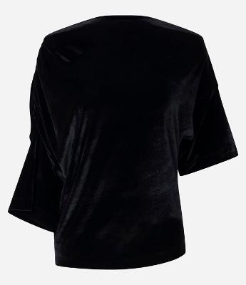 Blusa Assimétrica em Veludo com Franzidos