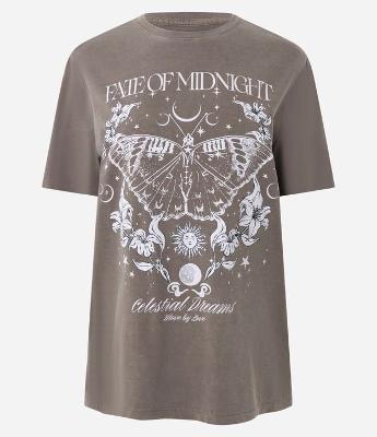 Camiseta Estampada com Lettering Fate of Midnight e Estonada