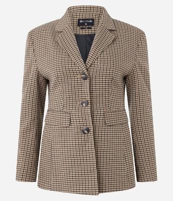 Blazer Alfaiatado com Estampa Pied de Poule