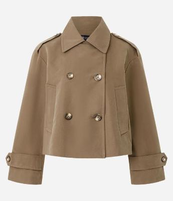 Trench Coat Curto com Abotoamento Transpassado