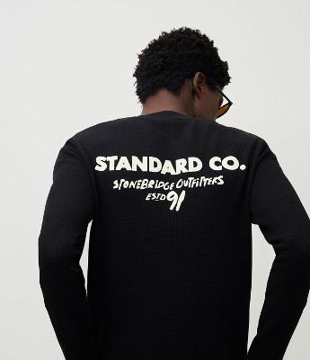 Camiseta Manga Longa com Textura Waffle com Lettering