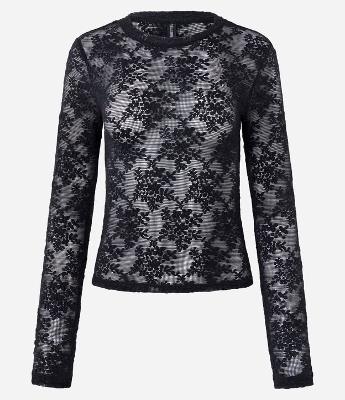Blusa Slim Manga Longa em Renda Floral