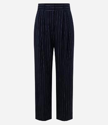 Calça Wide Leg Alfaiatada com Estampa Risca de Giz