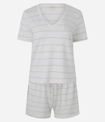 Pijama Curto em Viscolycra com Estampa Listrada