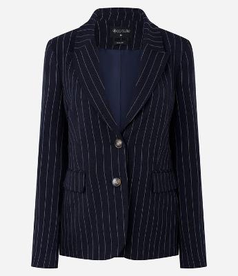 Blazer Alfaiatado com Estampa Risca de Giz