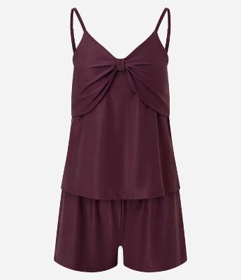 Pijama Curto em Viscose com Laço no Busto