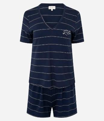 Pijama Curto em Viscolycra com Estampa de Listras