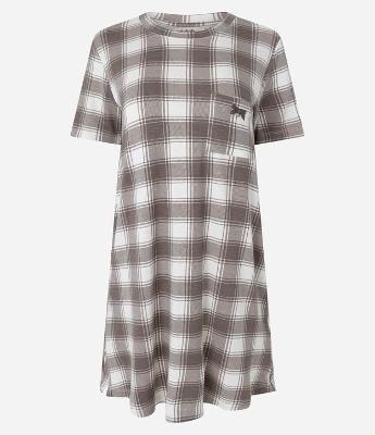 Camisola Curta em Viscolycra com Estampa Xadrez e Bolso