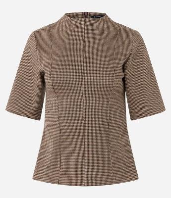 Blusa Ampulheta Alongada com Estampa Xadrez
