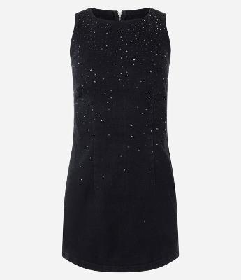 Vestido Jeans com Aplicação de Brilhos