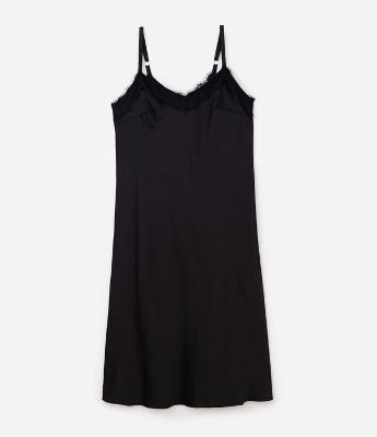 Vestido Midi em Cetim com Renda no Decote Curve & Plus Size