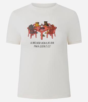 Camiseta em Algodão com Estampa Melhor Hora Para o CLT
