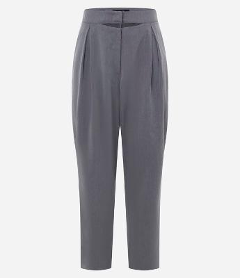Calça Alfaiatada de Cintura Média com Detalhes Plissados